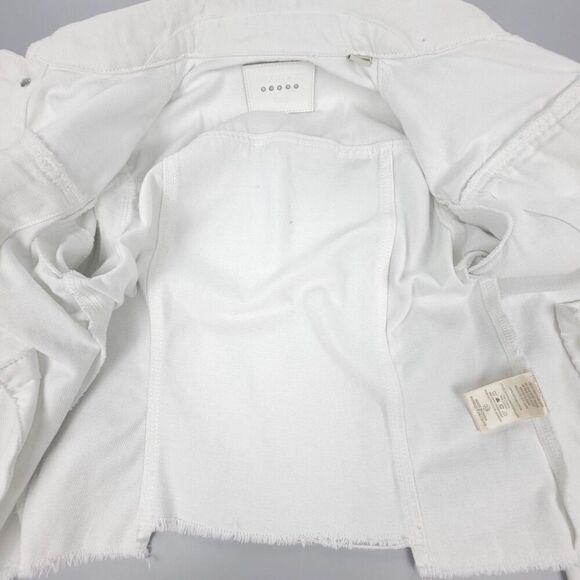 BLANK NYC Western Raw Hem Cropped Jean Jacket Button Down Trucker White Denim XS - Picture 6 of 8